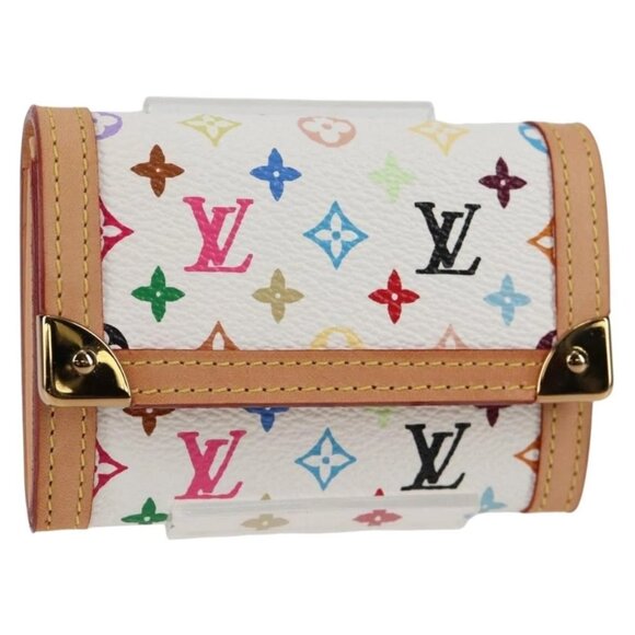 LOUIS VUITTON Multicolor Porte Monnaie Pla Purse White M92657 Auth 134887V - Picture 1 of 16